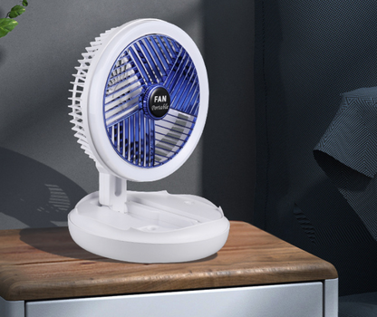 USB Charging Foldable Table Fan With LED Light 4 Speed Adjustable Fan