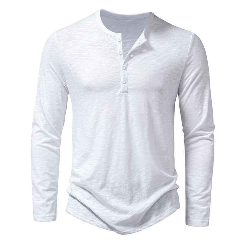 Men's Long-sleeved T-shirt Fashion Casual Solid Color Pullover