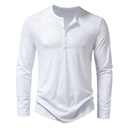Men's Long-sleeved T-shirt Fashion Casual Solid Color Pullover