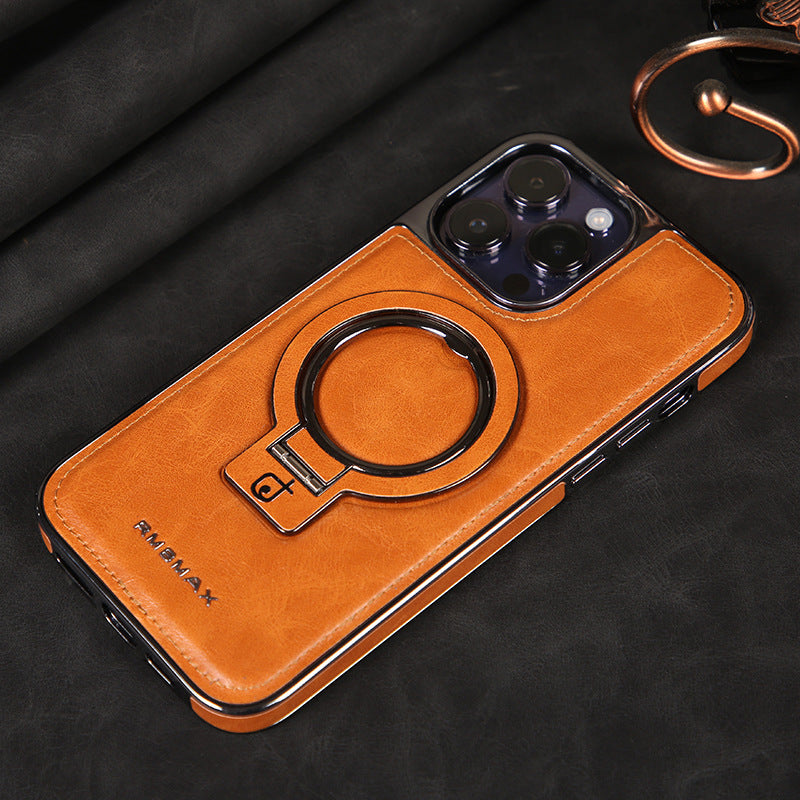 Magnetic Bracket Phone Case Business Drop-resistant Leather Case