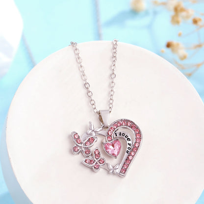 Ins Butterfly Love Necklace With Rhinestones Fashion