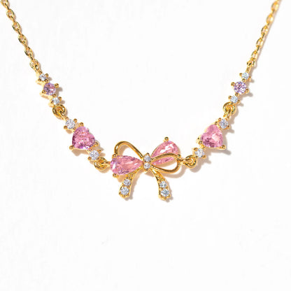 Sweet Bow Heart Rhinestone Bracelet Y2K Ins