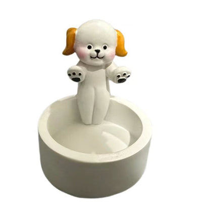 Cartoon Kitten Candle Holder Warming Its Paws Cute Scented Light