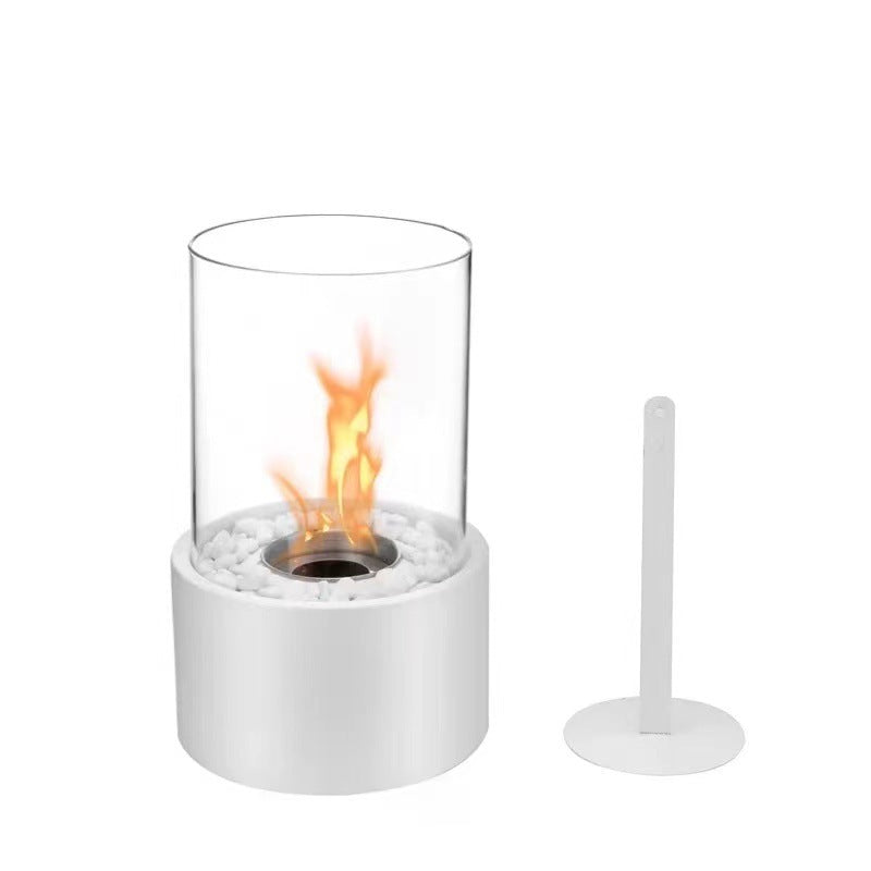 Portable Glass Decorative Alcohol Fireplace Table Lamp Desktop