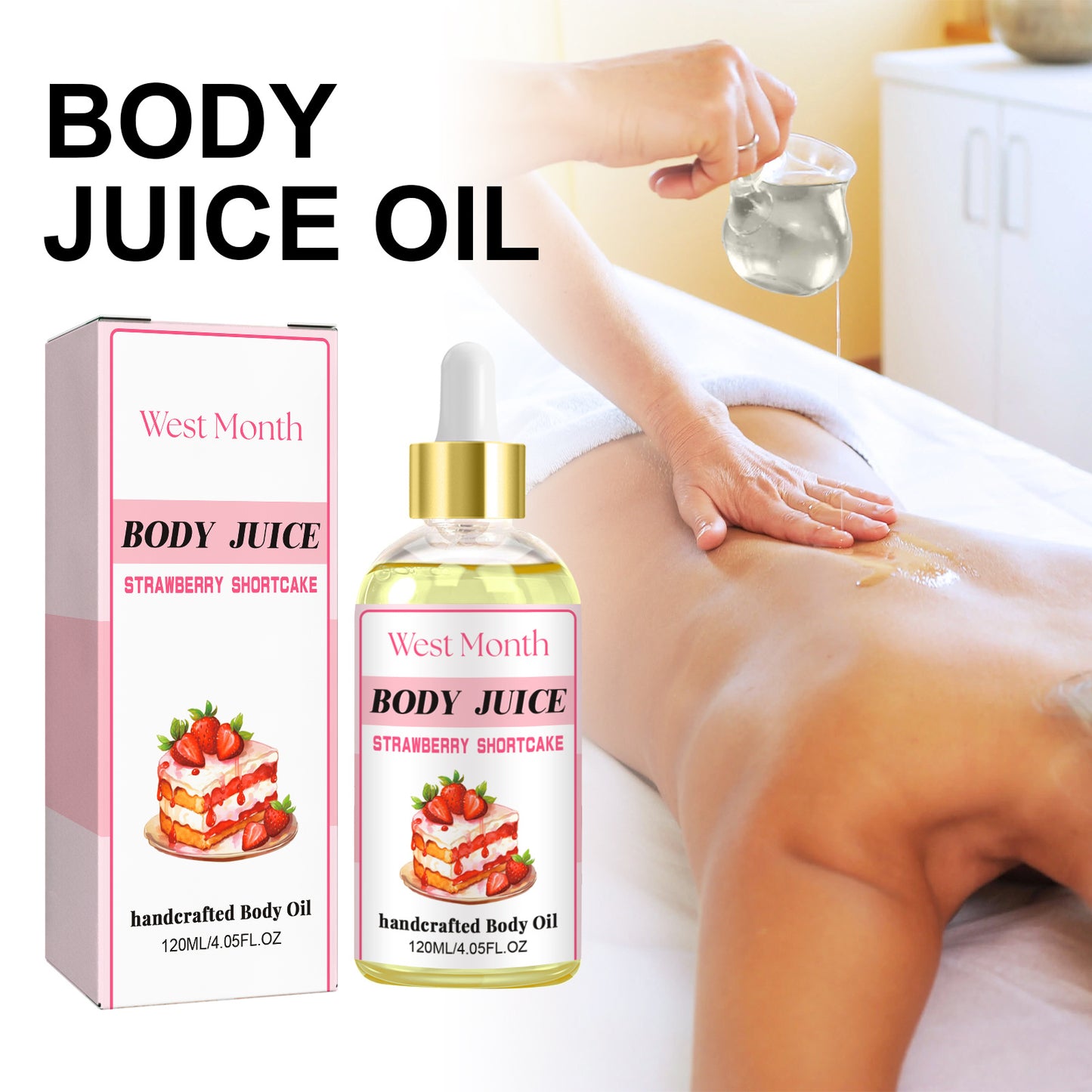 Strawberry Body Oil,120ml All Natural Organic Strawberry