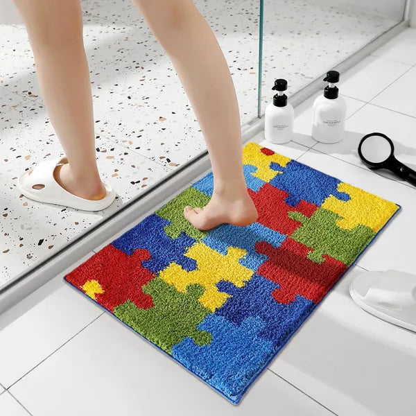 Bathroom Rug 20x32 Non Slip Fluffy Teal Bath Mat For Bathroom