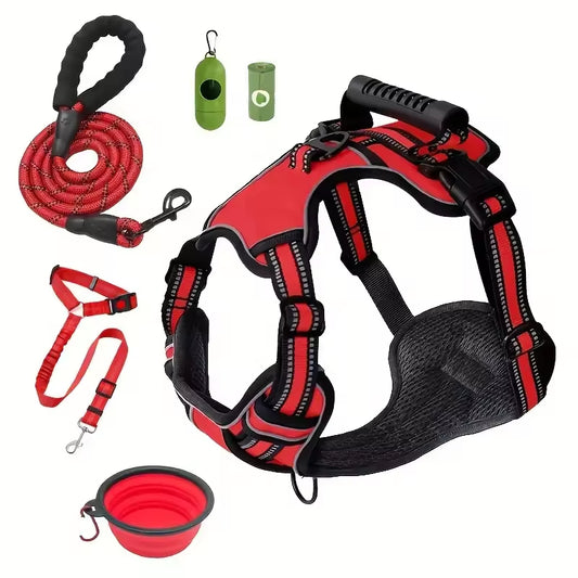 Tactical Service Dog Harness Strap Set Car Seat Belt