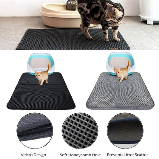 Double Layer Litter Cat Bed Pads Pet Cat Litter Mat Trapping Pets