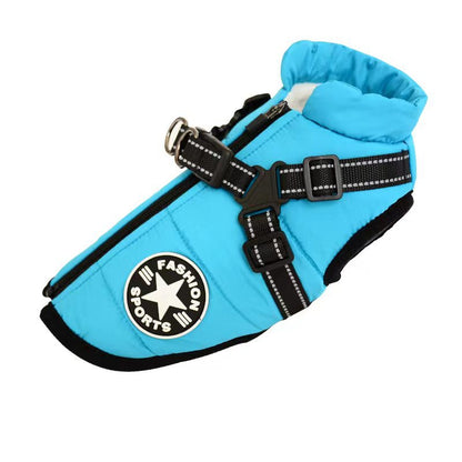 Waterproof Dog Clothes Winter Dog Coat With Harness Warm Pet Clothing