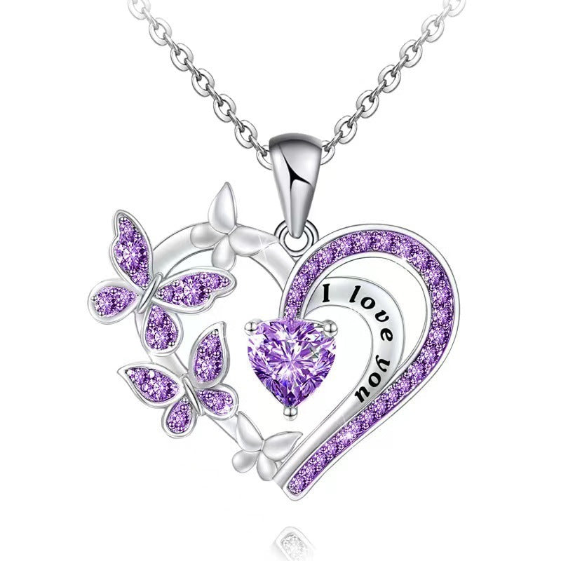 Ins Butterfly Love Necklace With Rhinestones Fashion