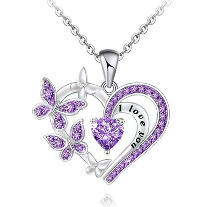 Ins Butterfly Love Necklace With Rhinestones Fashion