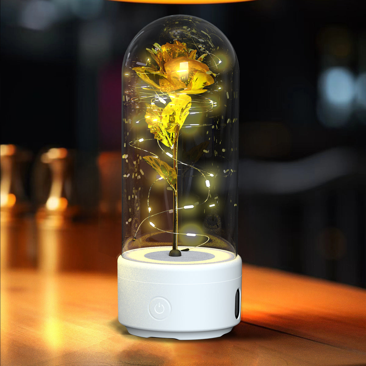 Creative 2 In 1 Rose Flowers LED Light And Bluetooth-compatible Speaker