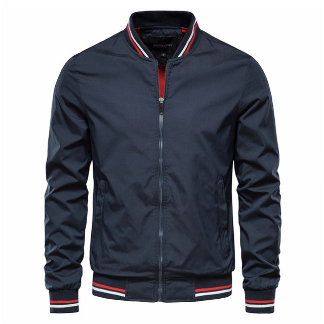 Men's Striped Zip-up Jacket With Pockets Fashion Casual