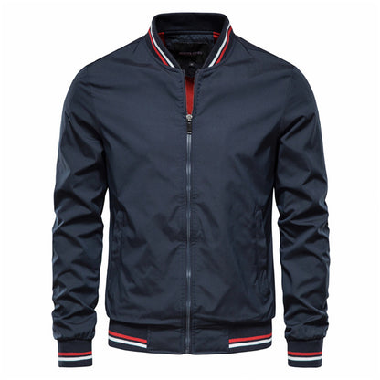 Men's Striped Zip-up Jacket With Pockets Fashion Casual