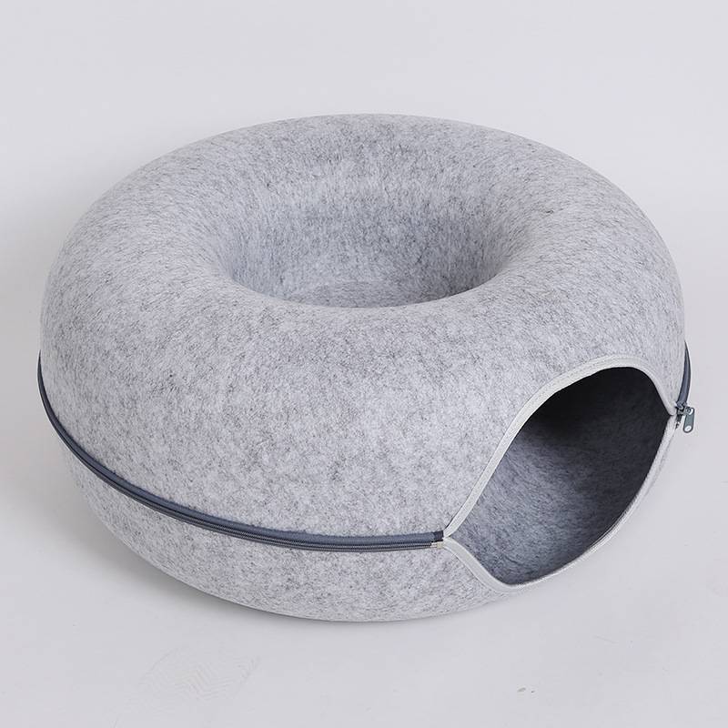 Donut Cat Tunnel Bed Pets House Natural Felt Pet Cat Cave
