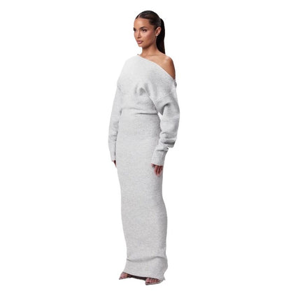 Ins Slim Long Sleeve Knitted Dress Evening Party