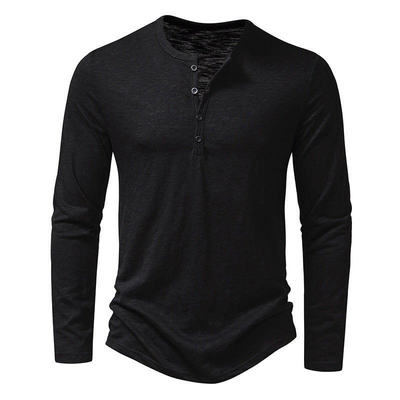 Men's Long-sleeved T-shirt Fashion Casual Solid Color Pullover