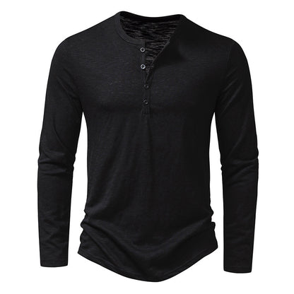 Men's Long-sleeved T-shirt Fashion Casual Solid Color Pullover