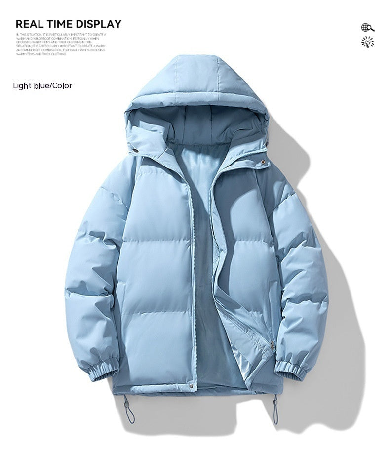 Men's Hoodie Coat Winter Fashion Solid ZIp-up Thickened Jacket