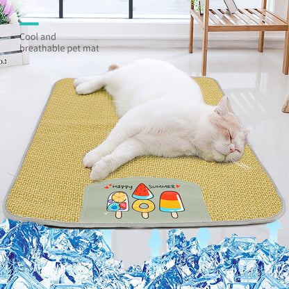 Pet Mat Ice Cool Grass Mat Dog's Nest Tengzhu Cooling Summer