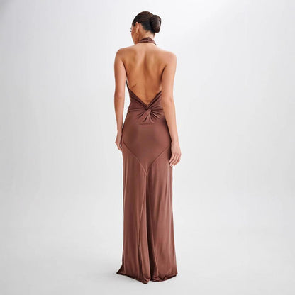 Ins Bodycon Halter Dress Sexy Backless Slim Fit Waist Slimming