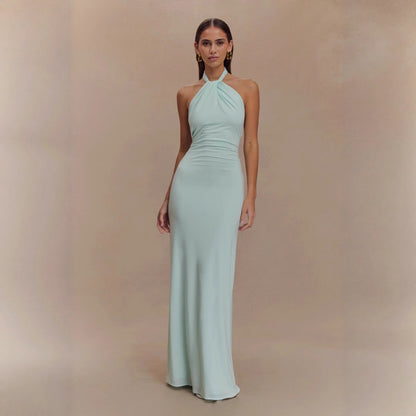 Ins Bodycon Halter Dress Sexy Backless Slim Fit Waist Slimming