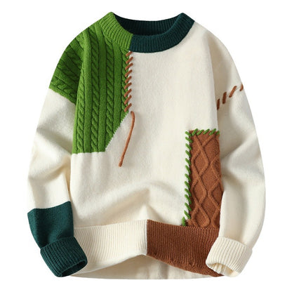 Ins Color block Pullover Sweater Winter Fashion