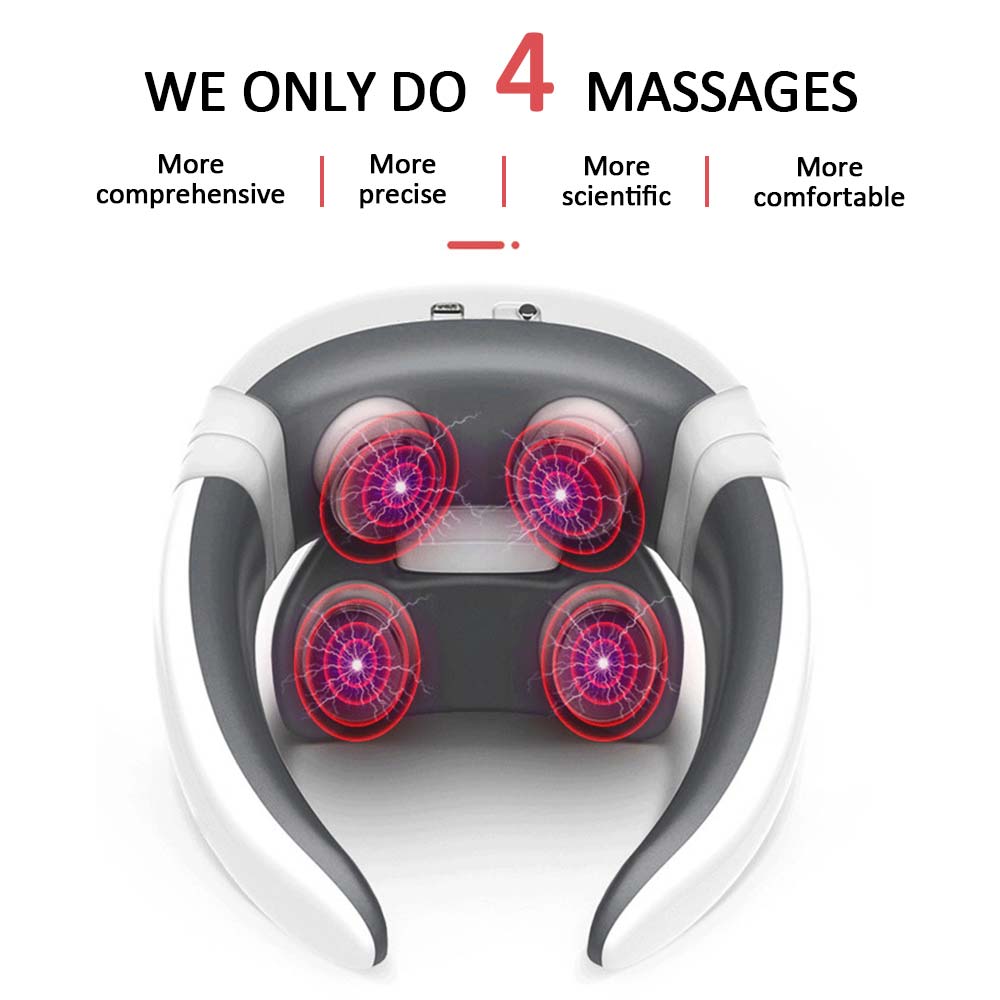 Smart Electric Pulse Back and Neck Massage 4 Heads Pain Relief