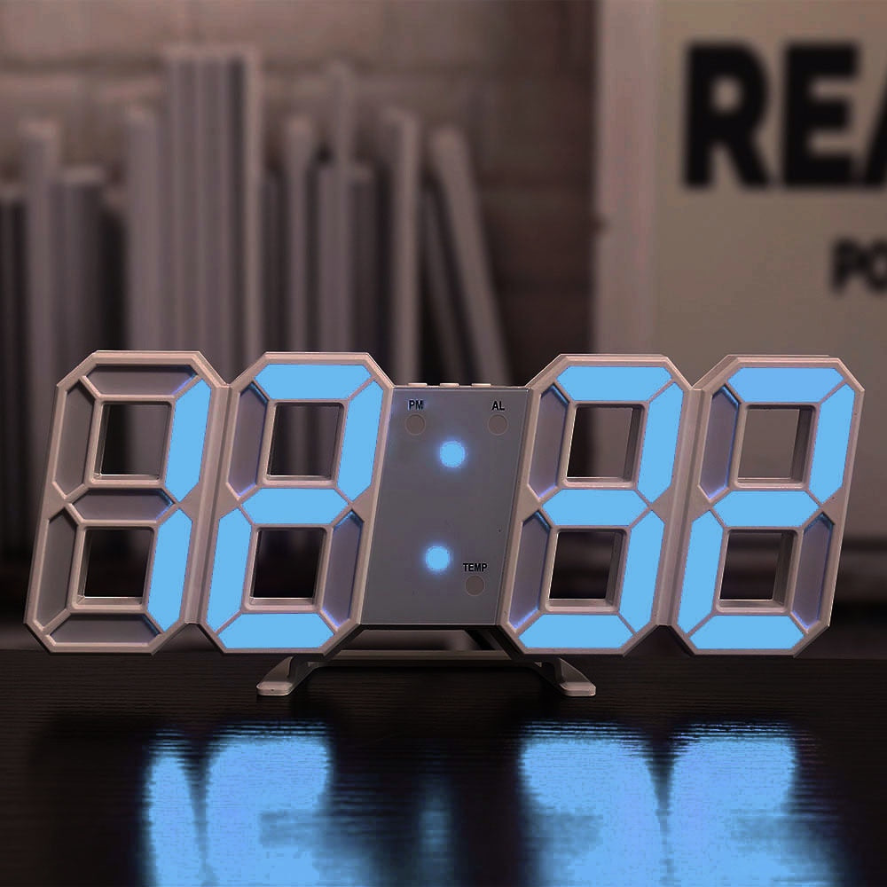 3D LED Digital Clock wall deco Glowing Night Mode