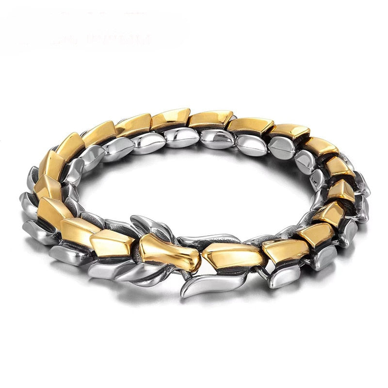 Hip Hop Silver Dragon Head Dragon Lin Bracelet