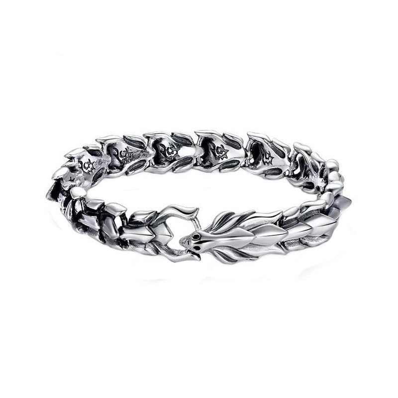 Hip Hop Silver Dragon Head Dragon Lin Bracelet