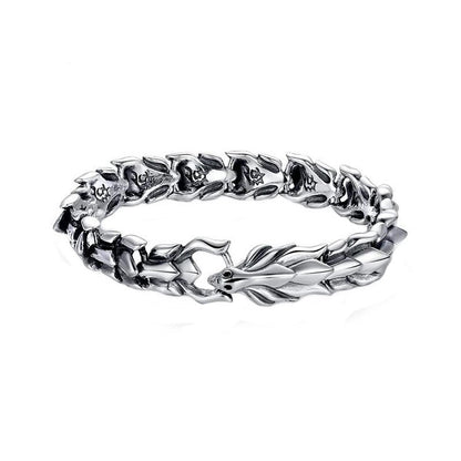 Hip Hop Silver Dragon Head Dragon Lin Bracelet