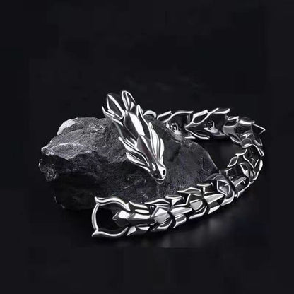 Hip Hop Silver Dragon Head Dragon Lin Bracelet