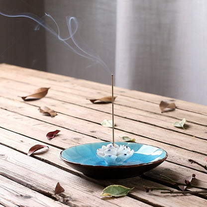 Ceramic joss stick lotus incense burner