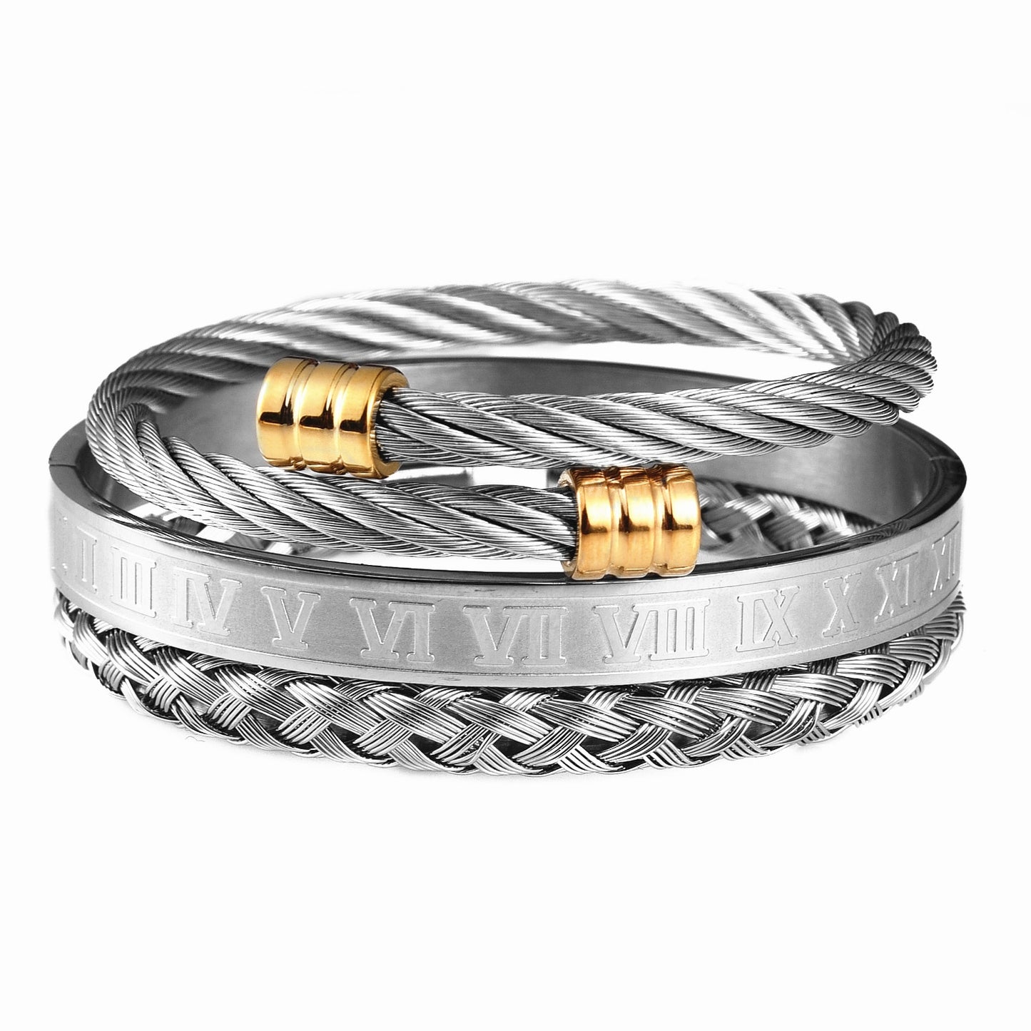 Luxury 3pieces Set Stainless Steel Bracelet