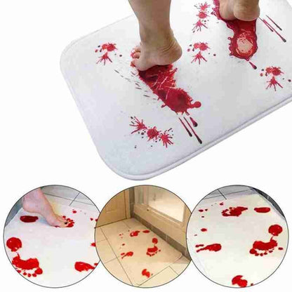 Soft Halloween Style Rug Decoration Blood Footprints Non-slip Mat Bathroom