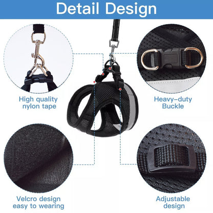 Breathable Cat Harness And Leash Escape Proof Pet Clothes