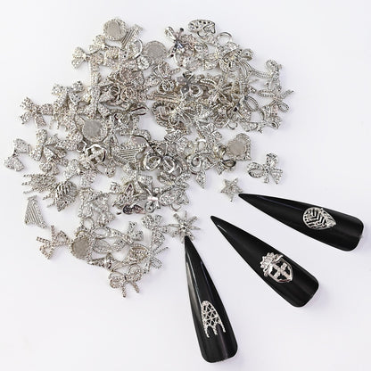 Beauty 50Pieces Metal Nail Charms Luxury Bow Knot Manicure