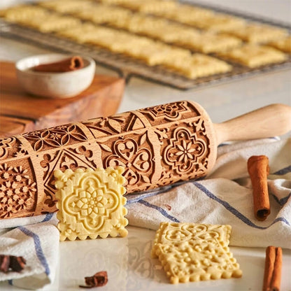 Christmas Rolling Pins Rock Snowflake Elk Wooden Rolling