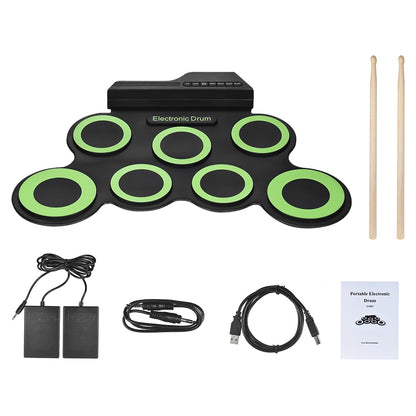 Portable Electronic Drum Digital USB 7 Pads Foldable Drum Set