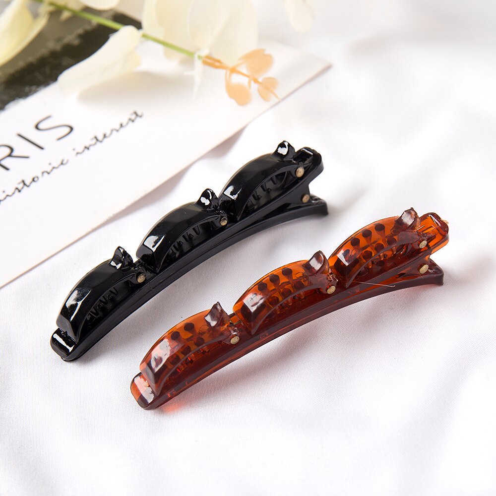 Double Layer Bands Clip Hairbands Plastic Braided