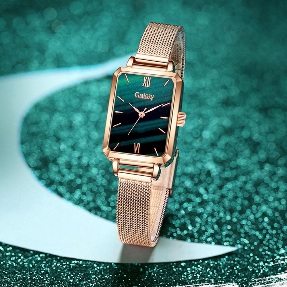 Women Watches Fashion Square Ladies Quartz Watch Bracelet Set