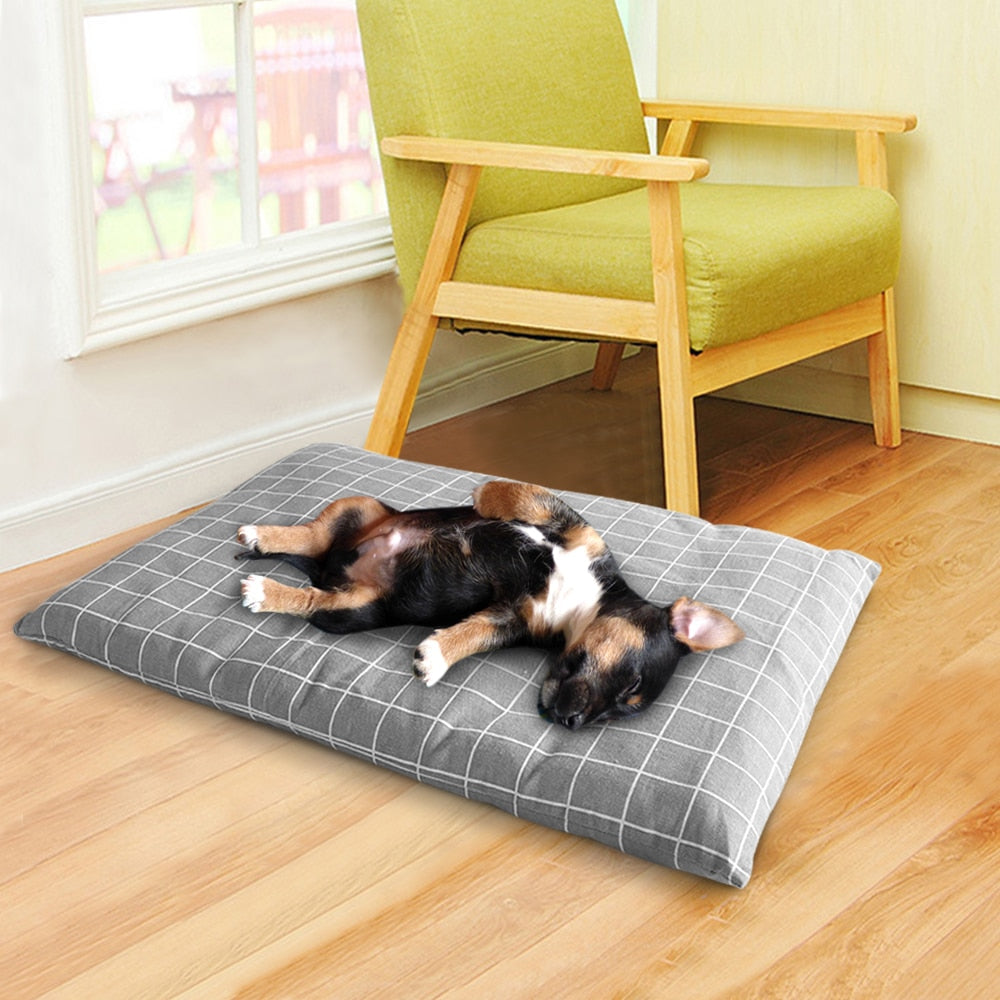 Winter Dog Bed Warm Dog House Soft Pet Sleeping Mattress Plaid Mat