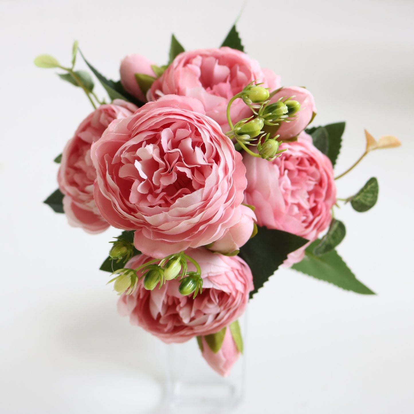 Rose Pink Silk Peony Artificial Flowers Bouquet