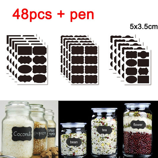 Erasable Blackboard Sticker Craft Kitchen Jars Organizer