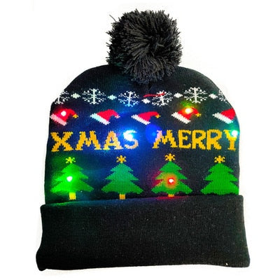 New Year LED Knitted Christmas Hat Beanie