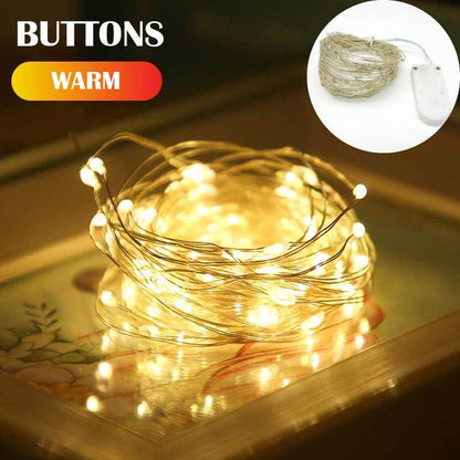 LED Outdoor Light String Fairy Garland Battery Power