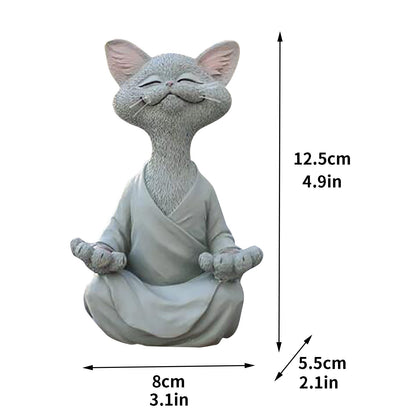 Whimsical Black Buddha Cat Figurine Meditation Yoga