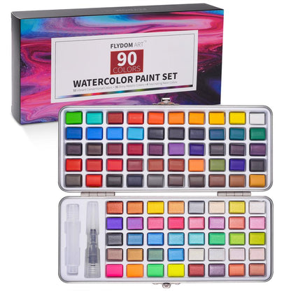 Solid Watercolor Paint Set Contains Macaron Glitter