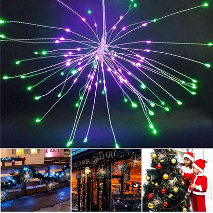 LED Hanging Starburst String Light Firework Copper Fairy Garland